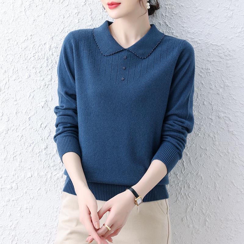 Áo Dệt Kim Tay Dài Cổ Búp Bê Phong Cách Phương Tây Thời Trang Hè Thu Cho Nữ