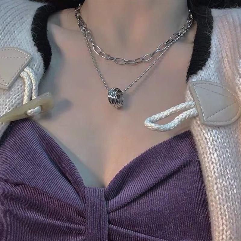 Dây Chuyền Hợp Kim Nhiều Lớp Phong Cách Hàn Quốc Cho Nữ