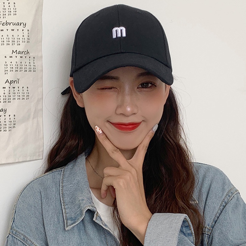 Mũ lưỡi trai thêu chữ M phong cách hip hop Hàn Quốc cá tính kiểu mùa hè cho nam nữ