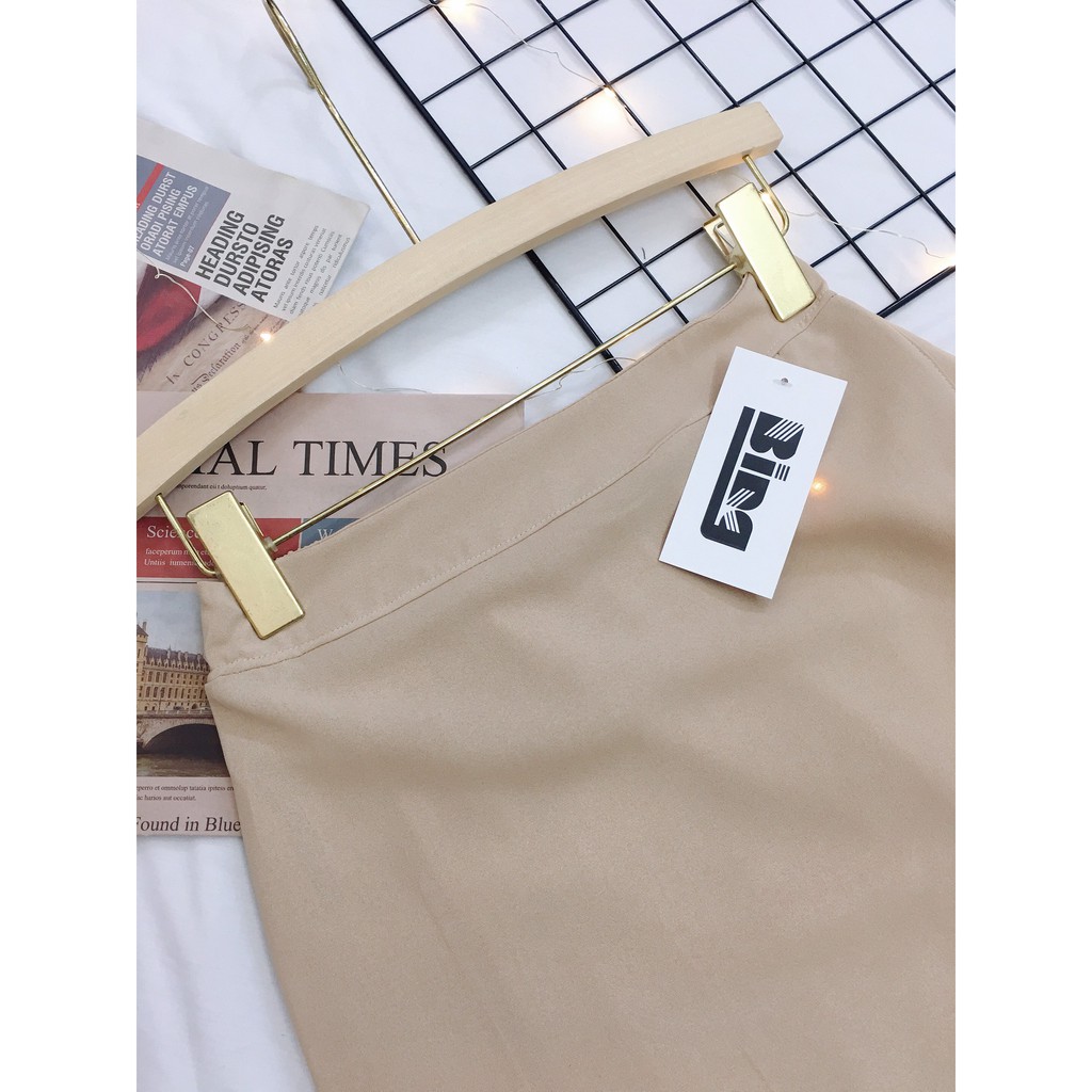 Chân váy midi Bingshop - chân váy xẻ cạp chun dáng dài freeship