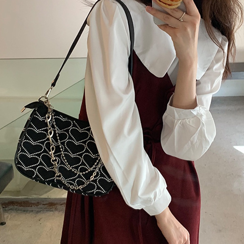 Ielgy Niche Túi Xách Đeo Vai Một Bên Vai Hình Trái Tim Cổ Điển Cá Tính Cao Cấp Dễ Phối Đồ Dành Cho