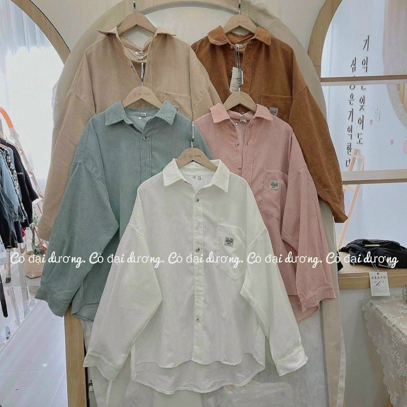 Áo sơ mi nhung tăm khoác Ullzang phong cách Hàn Quốc mẫu mới chất nhunh tăm QC dành cho nữ M136- AN STORE