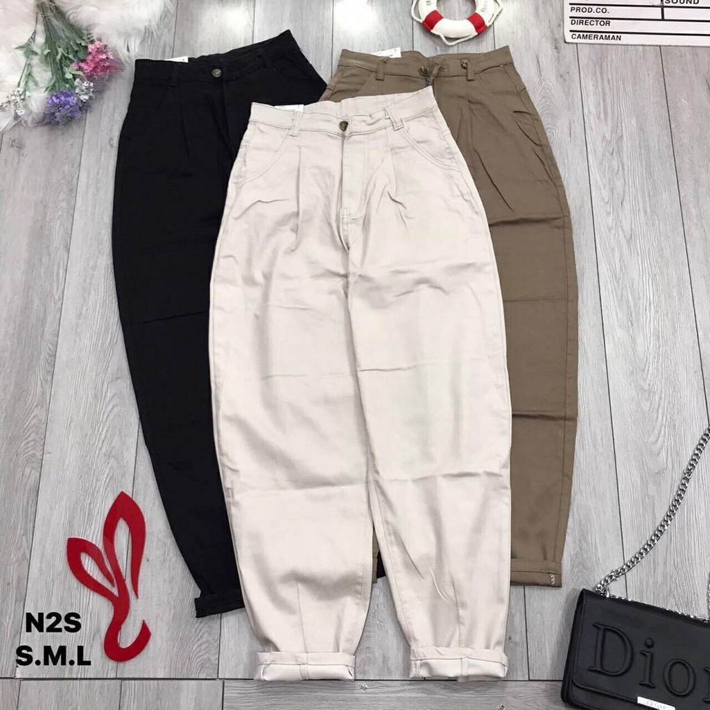 Quần Baggy Kaki Lưng Cao 3 Màu Thời Trang Ms: 113