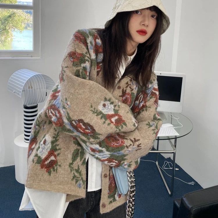 Áo Khoác Cardigan Dệt Kim Dáng Rộng Phong Cách Hàn Quốc Cổ Điển Thời Trang Thu Đông Cho Nữ 2021 | BigBuy360 - bigbuy360.vn