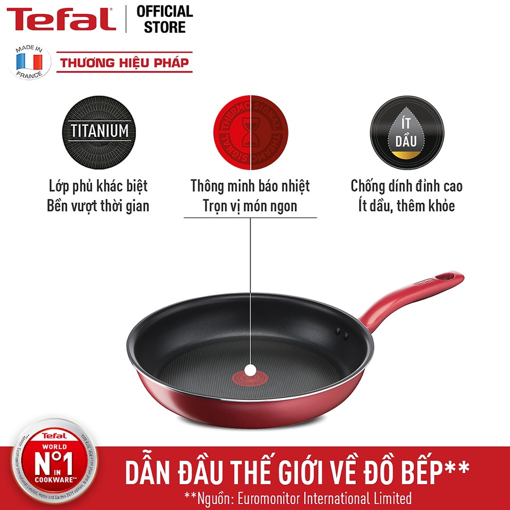 Chảo chiên chống dính đáy từ Tefal So Chef 21/24/28cm  - Công nghệ Thermor-spot cảnh báo nhiệt - Hàng chính hãng