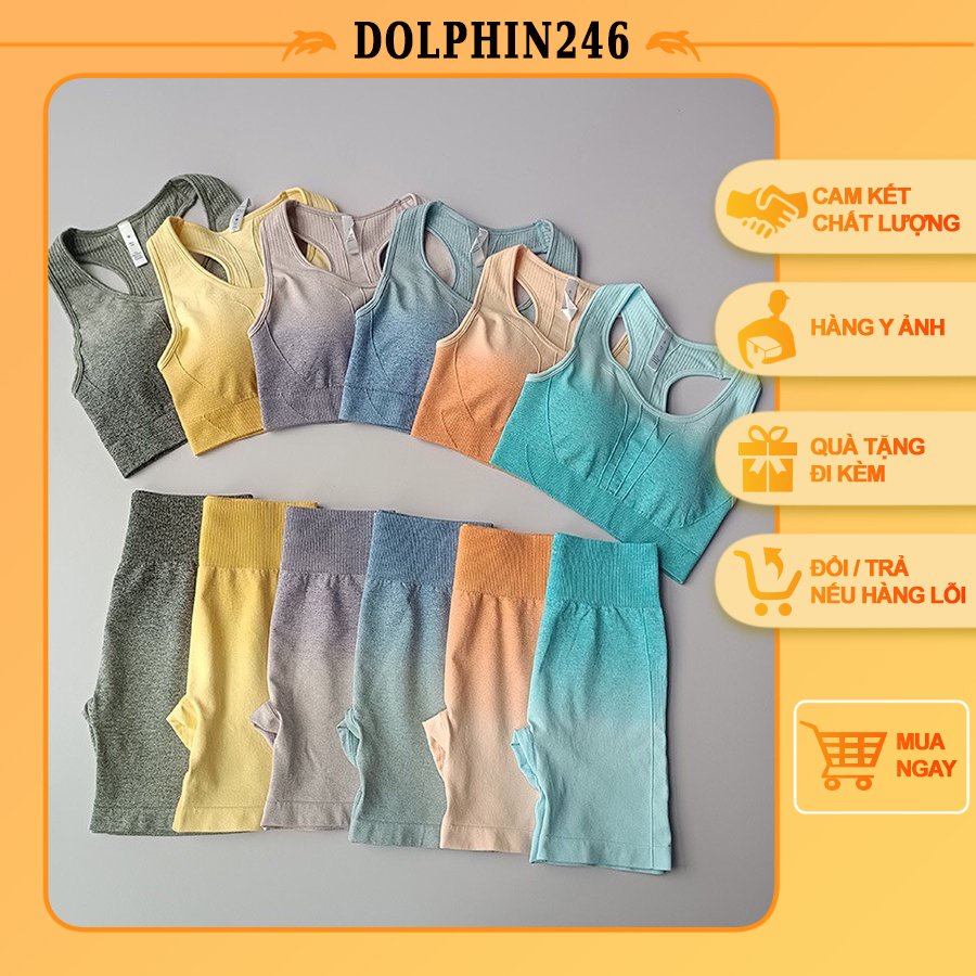 Đồ Tập Gym Yoga Nữ 3 Lỗ Croptop màu Loang Quần Áo Thể Thao Set Tập Gym Co Giãn Thoáng Mát Thấm Hút Mồ Hôi K1B8