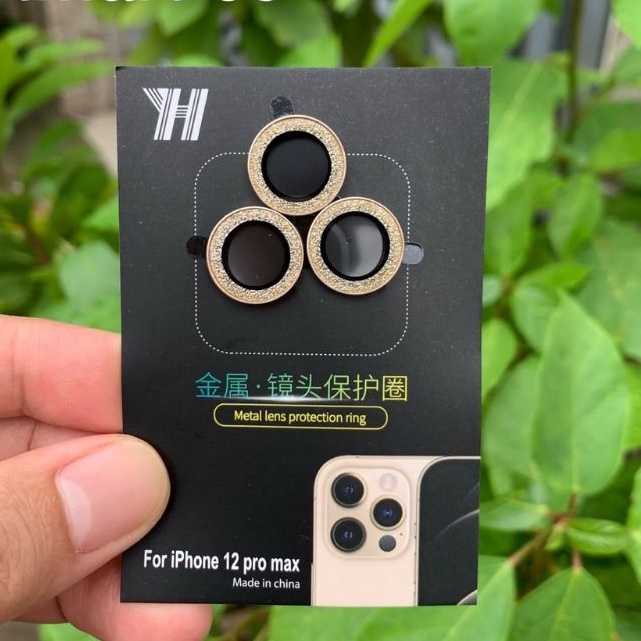 Bộ 3 mắt kim cương nhũ vỉ iPhone 11, 11 Pro Max, 12 Mini, 12, 12 Pro, 12 Pro Max bảo vệ camera