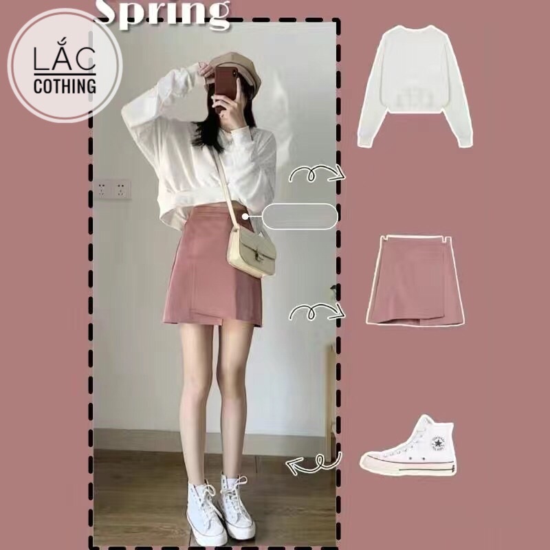 [ORDER] SET VÁY ÁO ULZZANG MÃ 2 sẵn hồng 3XL (bảng size up cuối)