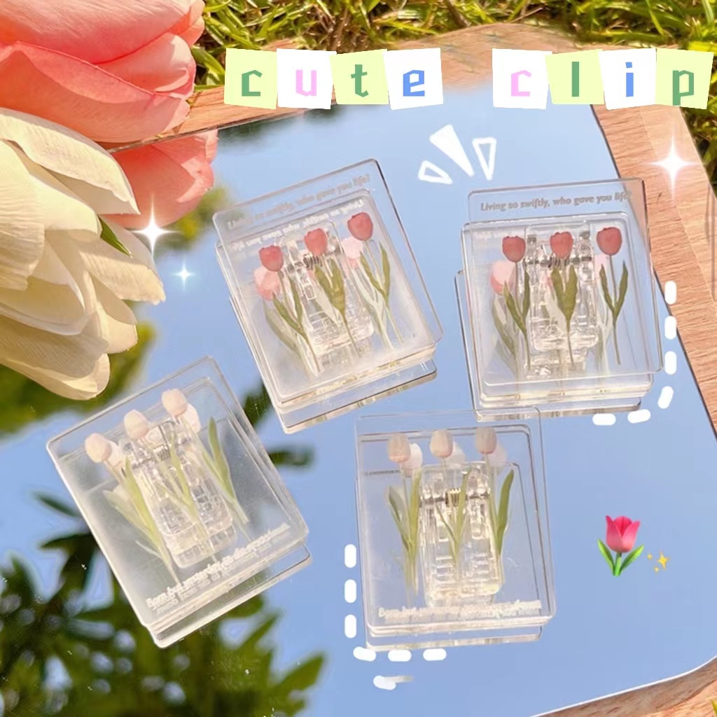 Thư Mục✨Siêu tàu nhanh✨Kẹp Tài Liệu Bằng Acrylic Trong Suốt Họa Tiết Hoa Nhiều Màu Xinh Xắn