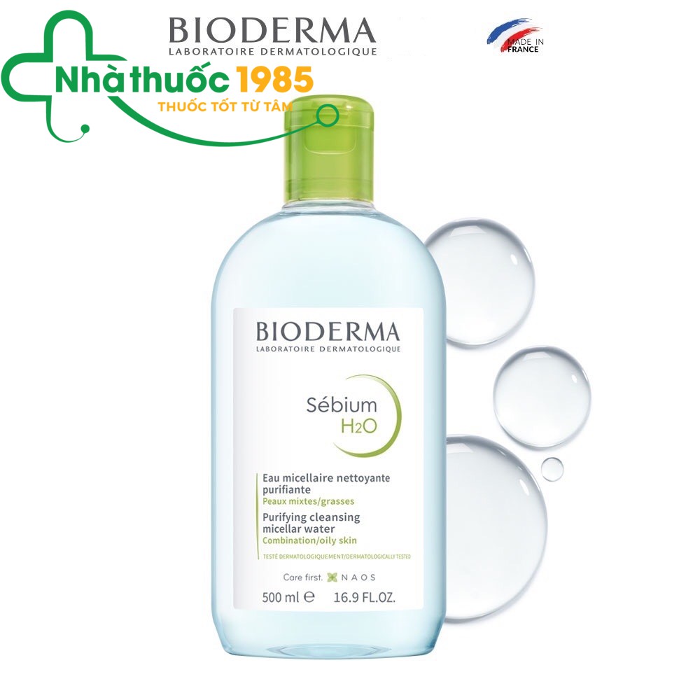 (Nhập khẩu chính hãng) Nước tẩy trang làm sạch da công nghệ Micellar Bioderma Sebium H2O 500ml, 250ml, 100ml