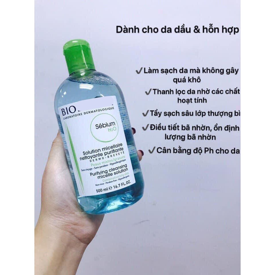 Tẩy trang Pháp B.I.O Hồng / Xanh 500ml