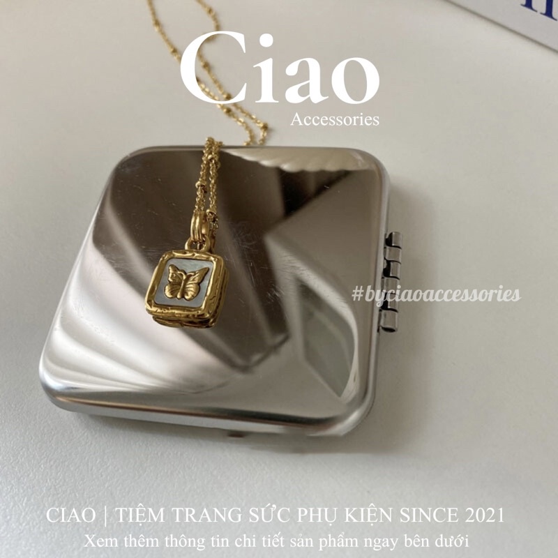 [HOẢ TỐC 1H] Dây chuyền/ Vòng cổ titan không gỉ thiết kế hình charm bổng hồ điệp Natila Ciao