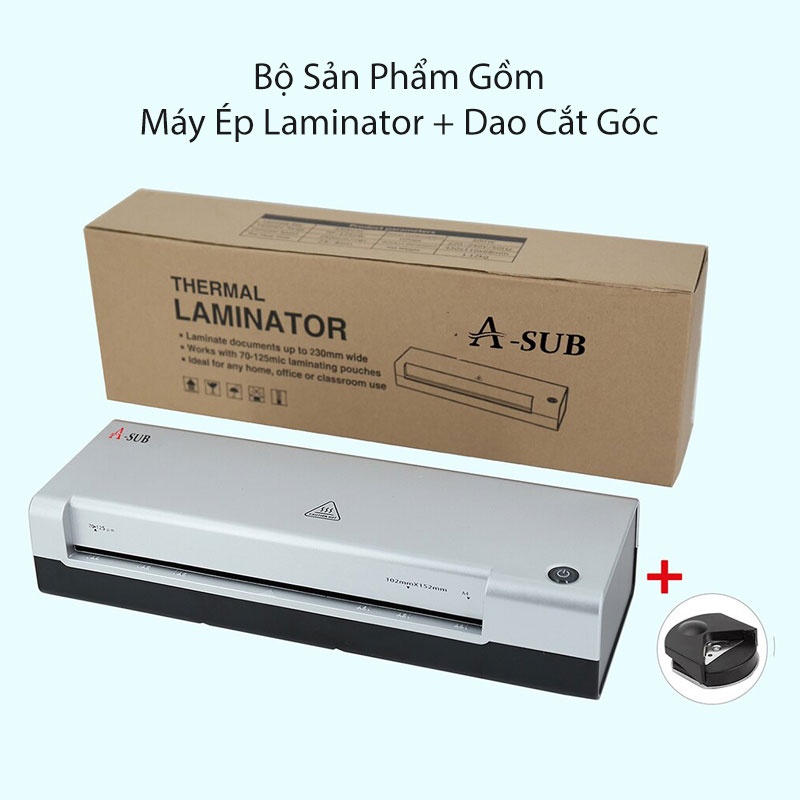 Máy Ép Màng Laminator A-Sub, Ép Ảnh Nhựa Plastic Cán Màng Tài Liệu, Dễ Sử Dụng Cho Văn Phòng &amp; Gia Đình, 2 khổ máy A3 A4