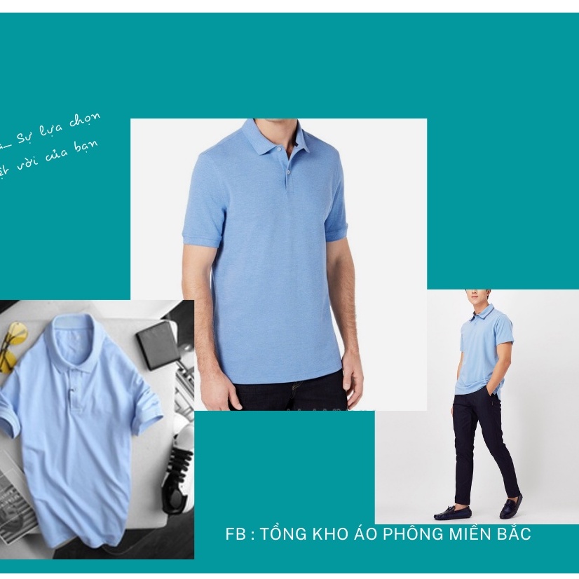 Áo POLO màu XANH BIỂN - Áo phông Trơn Nam Nữ,ngắn tay có cổ,vải cao cấp không xù,co dãn 4 chiều. Nhận IN ẤN theo yêu cầu