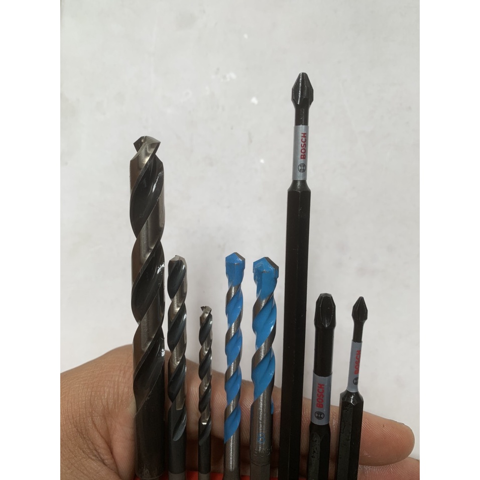 Bộ mũi khoan bê tông , tường , gạch men , inox , sắt thép , mũi vít PH1 PH2 PH3 thương hiệu Bosch thông dụng