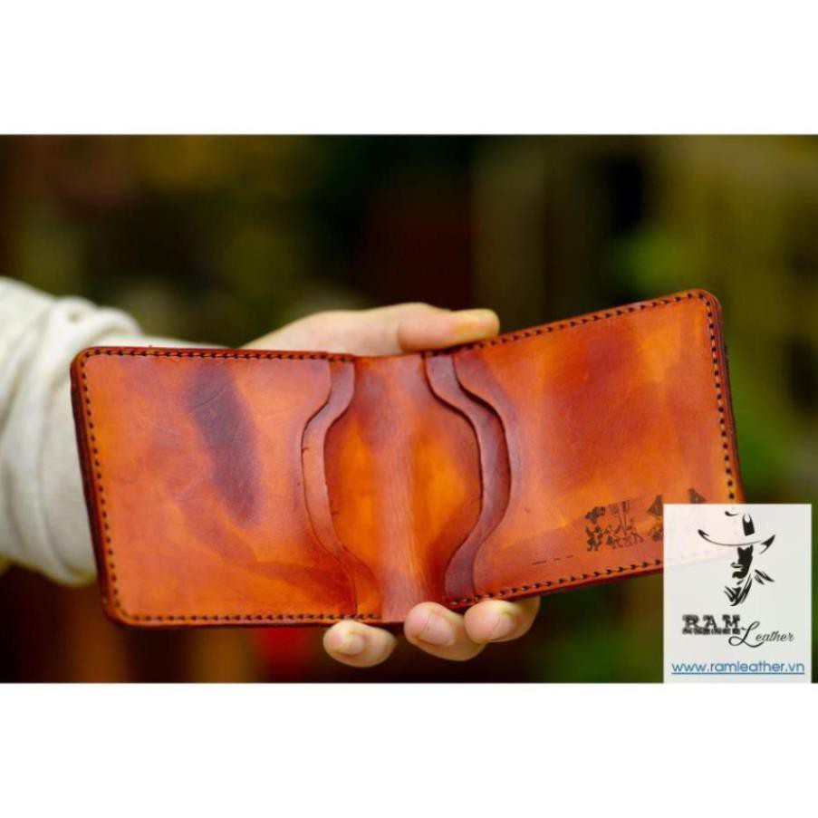 Ví Nam Ram Trống Đồng Da Bò Ý Màu Nâu Sáng Bản 2020 – Dáng Ngang - Hàng Chính Hãng Ram Leather May Tay Thủ Công Tỷ Mỹ