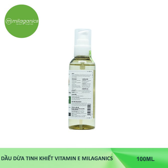 Dầu dừa Tinh Khiết Vitamin E MILAGANICS 100ml