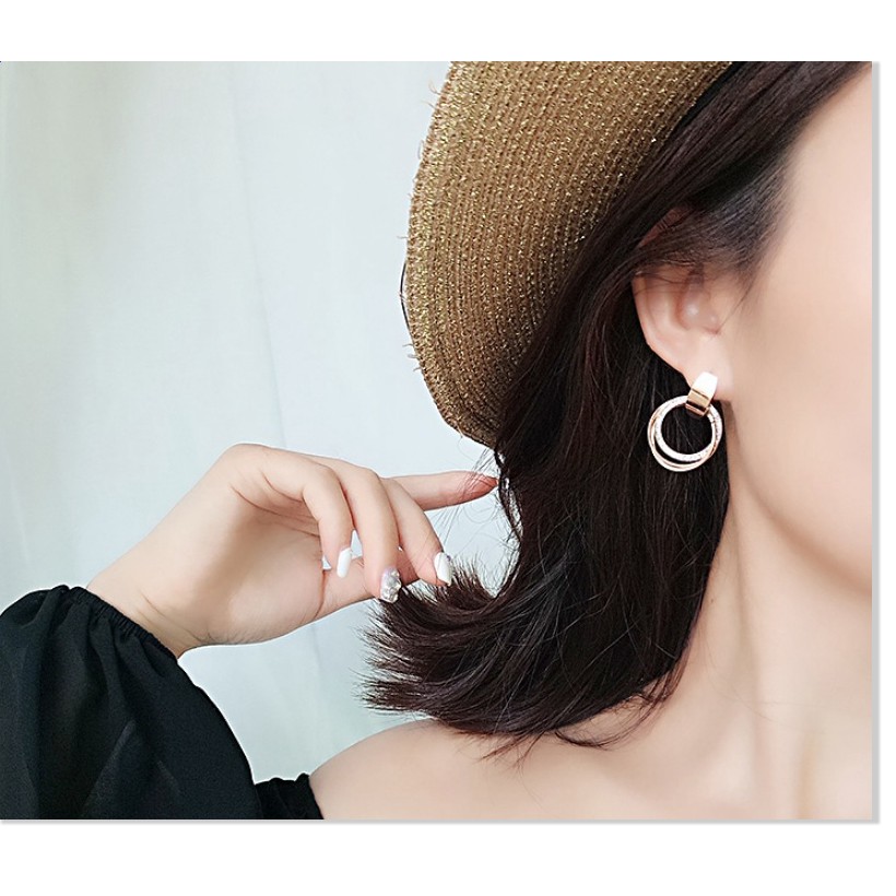 Bông tai titan tròn xoắn TT879 - CAM KẾT KHÔNG BAY MÀU - BẢO HÀNH 12 THÁNG