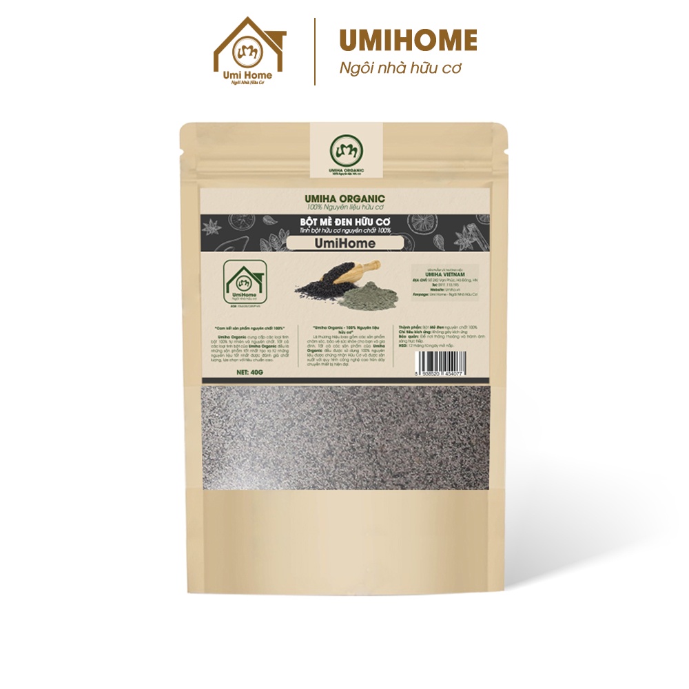 Bột đắp mặt Mè Đen nguyên chất UMIHOME 135g loại bỏ mụn hiệu quả, chống oxi hóa và cung cấp khoáng chất cho da