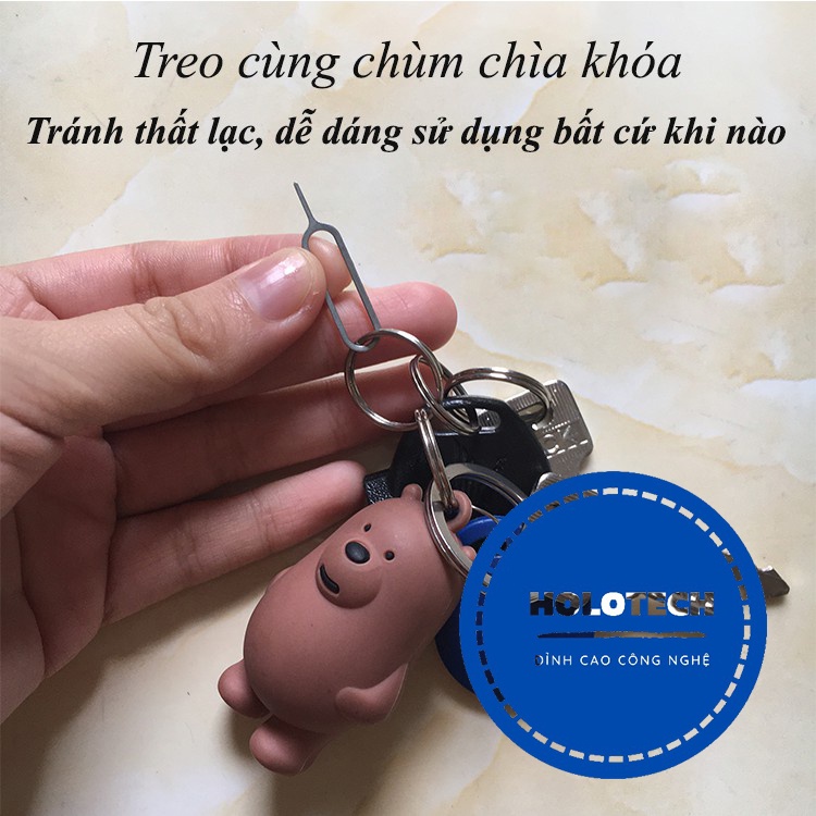 Que chọc sim đa năng HOLOCOM HQ01 dùng để lấy sim thẻ điện thoại máy tính bảng làm bằng Inox siêu bền