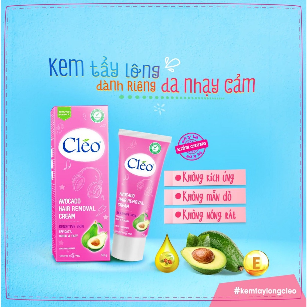 KEM TẨY LÔNG CLEO 50G - GEL LÀM DỊU DA , SẠCH LÔNG NHANH TRONG 5 PHÚT