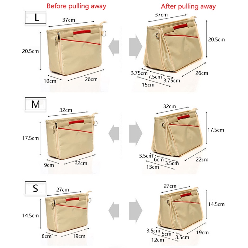 Evertoner Túi Đựng Đồ Trang Điểm Bằng Nylon Cho LV Speedy Neverfull Liner Đáy Có Thể Mở Rộng