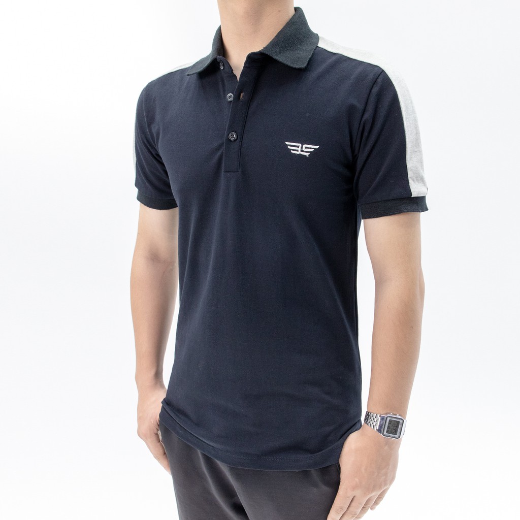 Áo Polo nam cổ bẻ phối UCO vải cotton cá sấu cao cấp, chuẩn form, sang trọng lịch sự màu đen, ghi ATS0339 - 𝗘𝗠𝗦𝗣𝗢
