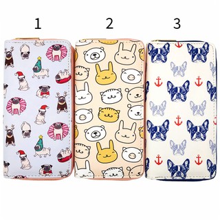 Bóp ví dài cartoon hoạ tiết hoạt hình mặt mèo và chó cún dễ thương cute - Banana Store