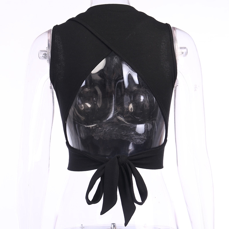 Áo sát nách hở lưng thắt dây màu trơn gợi cảm thời trang mùa hè phong cách thường ngày cho bạn nữ