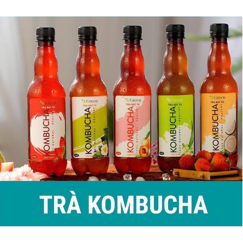 TRÀ BẤT TỬ KOMBUCHA 330ML DÂU TƯƠI/ ĐÀO TƯƠI/ TRÀ XANH/ DỪA TƯƠI/ TROPICAL