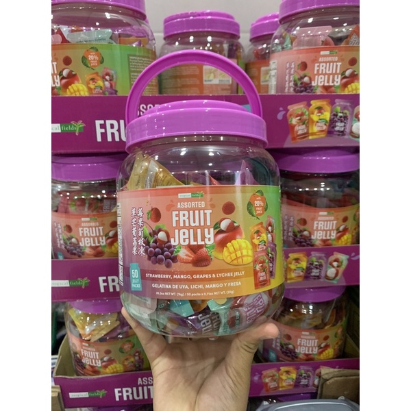 Thạch Râu Câu Trái Cây Nguyên Chất ASSORTED NATURAL FRUIT JELLY - 4 Vị - 50 Gói - 1kg (Mẫu Mơi)