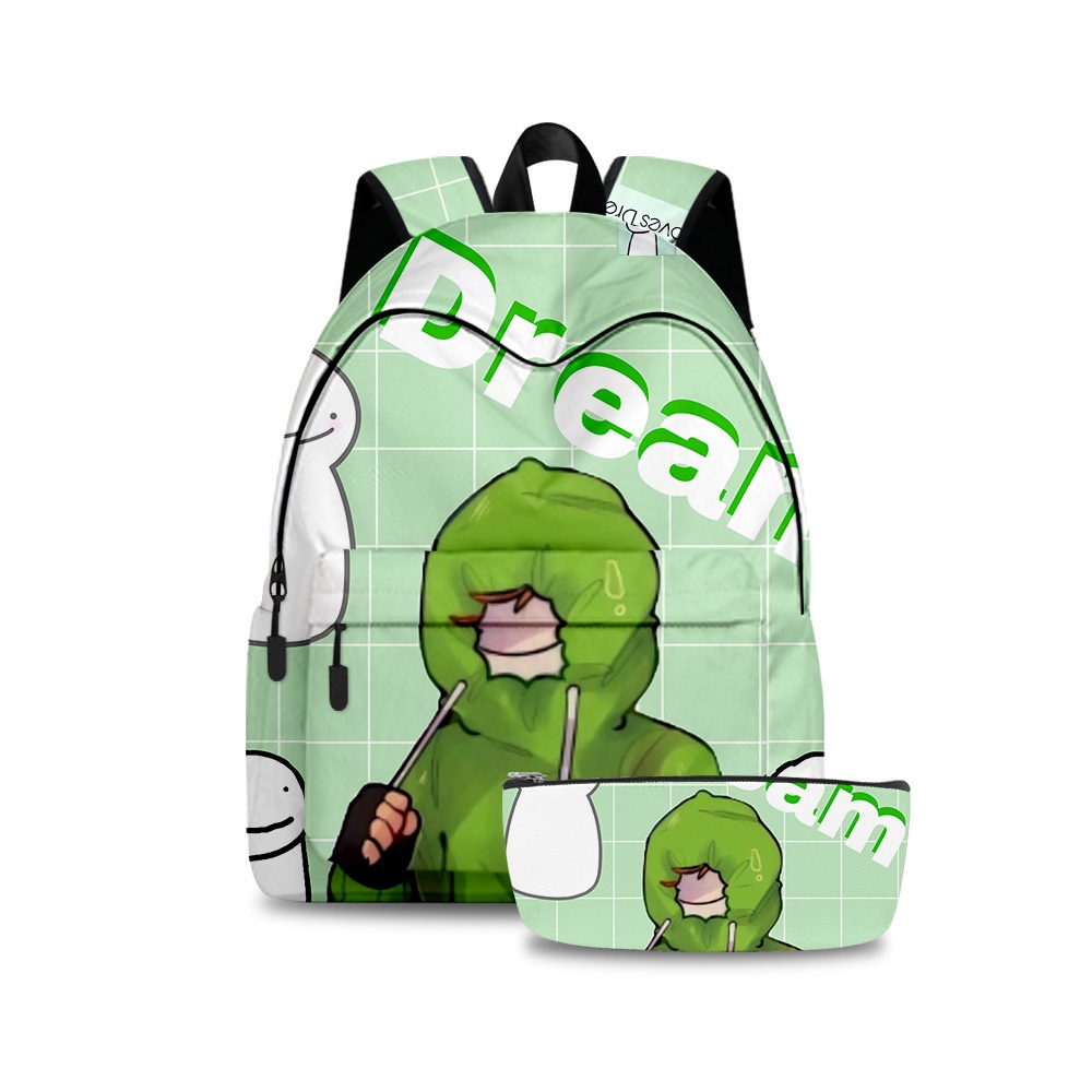 Set Ba Lô Đi Học + Hộp Bút Họa Tiết Minecraft 3D Dễ Thương Cho Bé