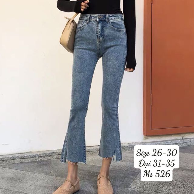 Quần jean nữ ống loe form co giãn như hình Size từ 40kg đến 70kg