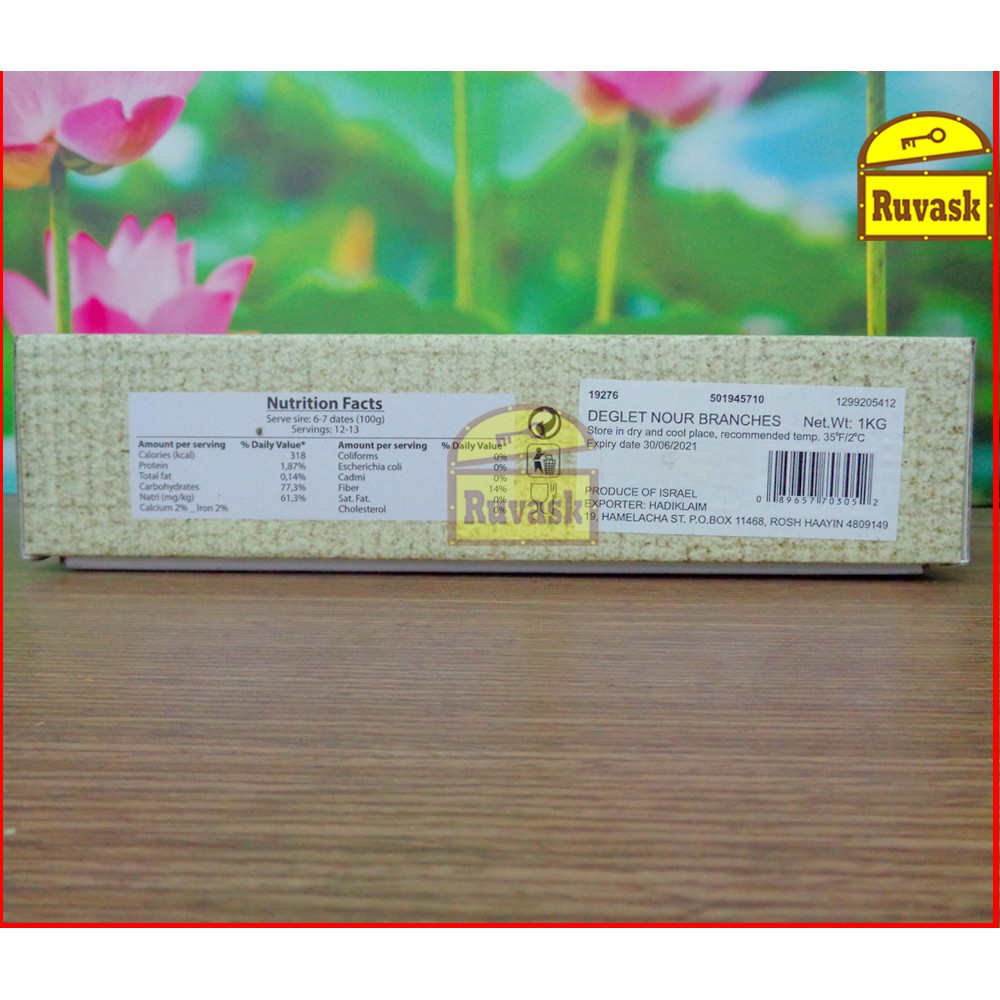 Quả Chà Là Nguyên Cành Sấy Dẻo Tươi Ngon DEGLET NOUR Israel CAO CẤP Hộp 1Kg - Tặng Đựng Hộp Quà Tết Cao Cấp RUVASK