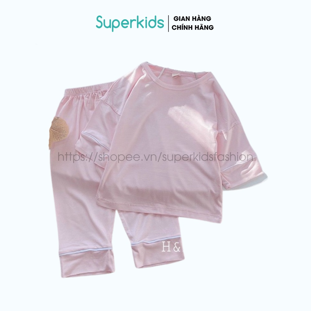 Bộ thun lạnh cao cấp lé trắng cho bé 8-16kg QATE747