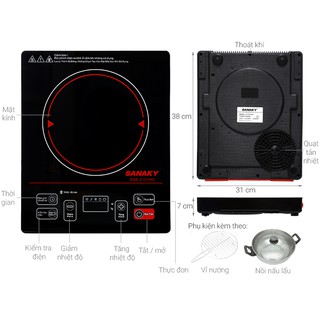 Bếp hồng ngoại Sanaky SNK-2101HG tặng nồi lẩu & vỉ nướng (Mới 100% - Bảo hành 12 tháng chính hãng)