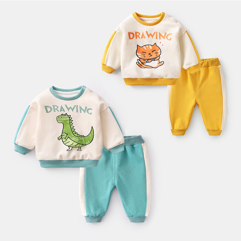 Bộ nỉ cho bé Mario Store bộ da cá họa tiết thể thao chất cotton hàng xuất khẩu