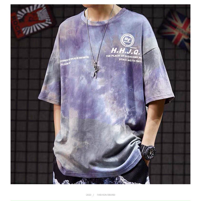Áo thun nam nữ unisex loang màu HHJQ tay lở form rộng | BigBuy360 - bigbuy360.vn