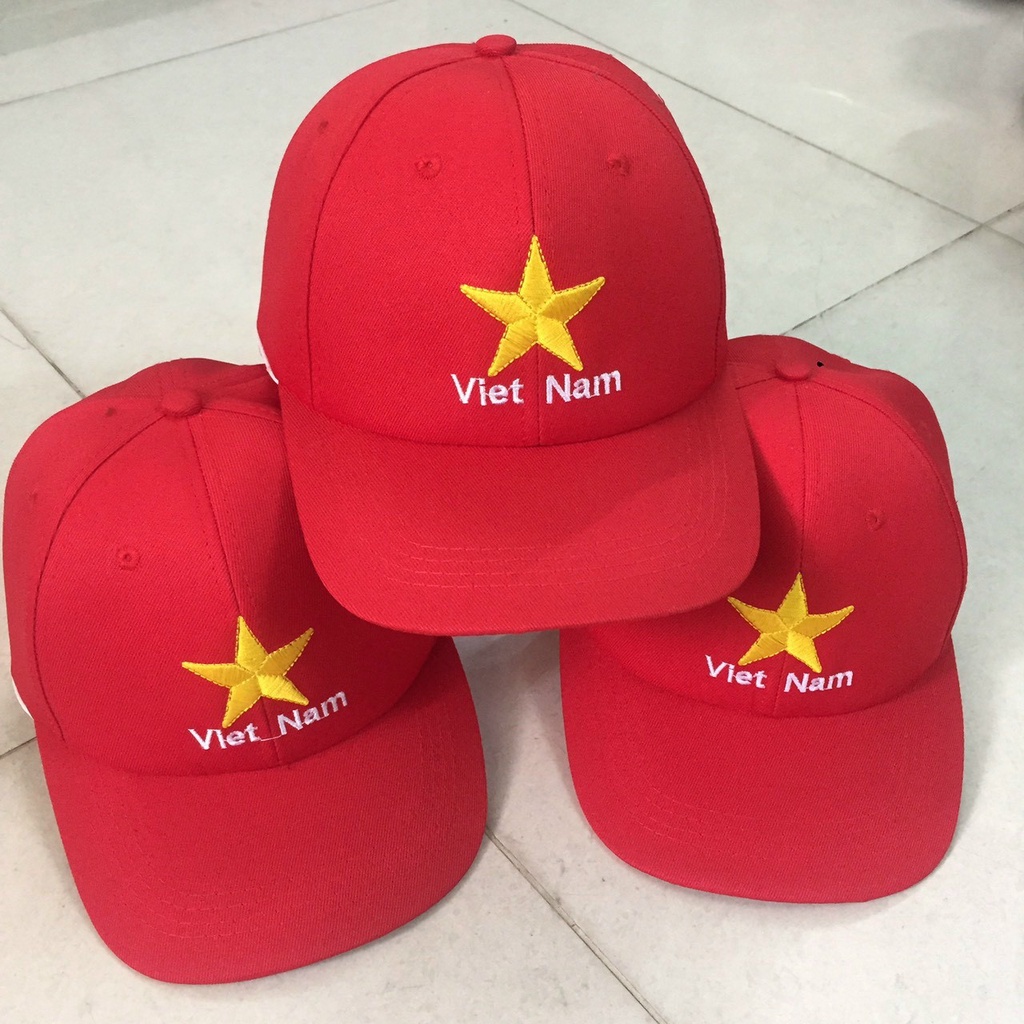 Mũ Lưỡi Trai Nam Nữ Thêu Sao Vàng VIỆT NAM Màu Đỏ Chất Liệu KAKI SAMSUNG Hàn Quốc .