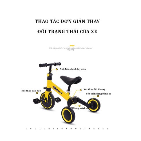 Xe đạp ba bánh đa năng kiêm xe chòi chân Happy baby& SPORT xe thăng bằng cho bé