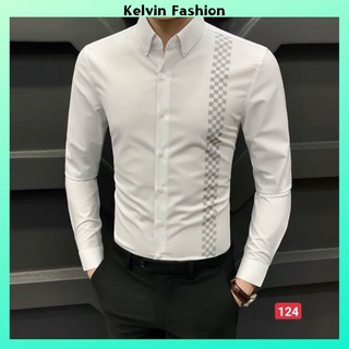 Áo sơ mi nam dài tay chất lụa co giãn, áo sơ mi nam đẹp không nhăn,không xù thời trang Kelvin Fashion - SMN124