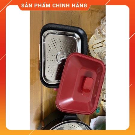 Nồi lẩu điện thang máy đa năng AUX 4L màu đỏ đen, khay lẩu chuyển động lên xuống tiện lợi thích hợp với tiệc nhỏ tại gia