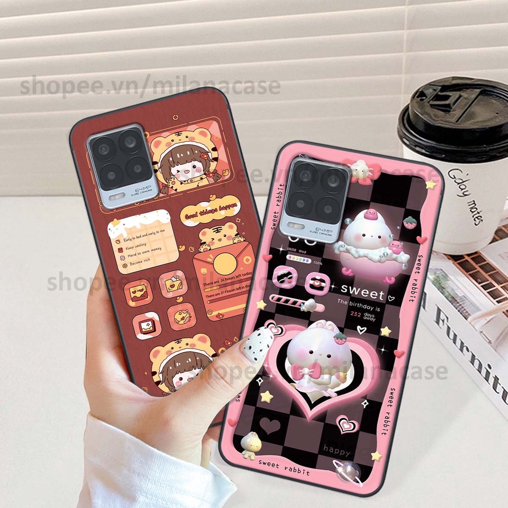 Ốp Realme 8 hình đồng hồ icon gấu mèo cute cực dễ thương ngộ nghĩnh