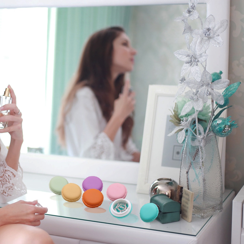 Hộp đựng trang sức mini kiểu bánh macaron màu sắc xinh xắn