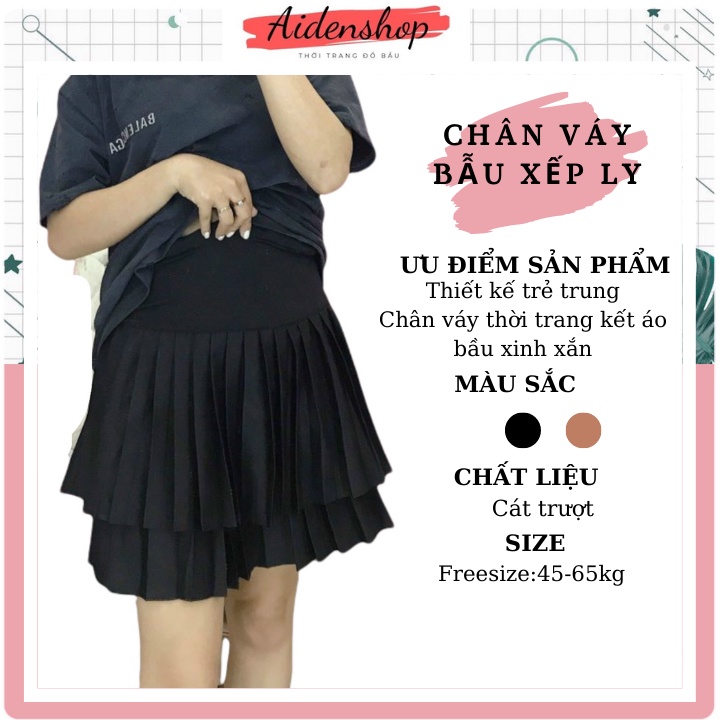 Chân váy bầu thời trang xếp ly Aidenshop chân váy bầu đẹp
