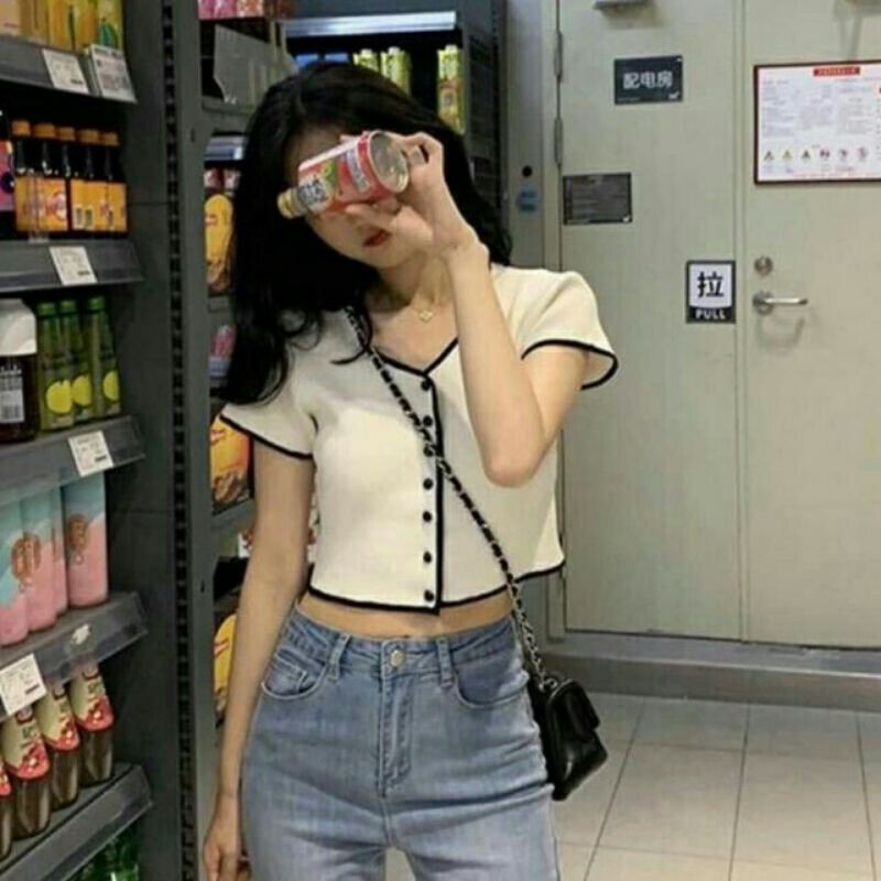 áo croptop phối viền