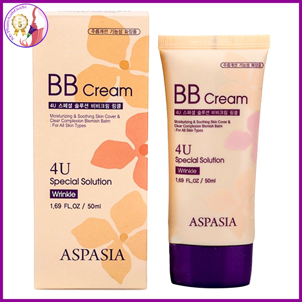 Kem nền chống nhăn da aspasia bb cream 4u chống nắng SPF 50+ 50ml korea