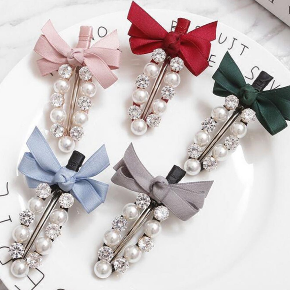 Kẹp tóc ngắn đính đá và ngọc trai