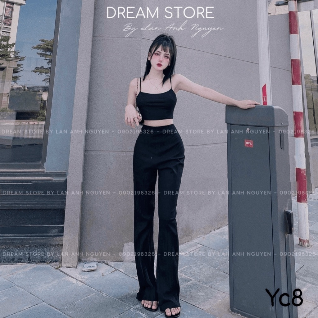 SET THUN GÂN BODY ÁO 2 DÂY QUẦN SUÔNG TÔN DÁNG SIÊU HOT PU THỜI TRANG HHP 2022