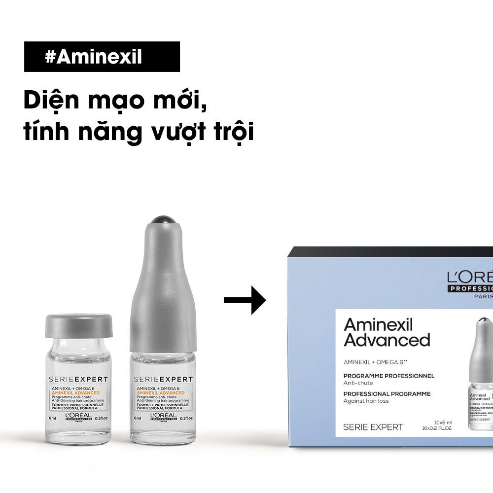 [New 2021] Tinh chất giảm rụng tóc L'oreal Professionnel Serie Expert Aminexil Advanced (10 lọ x 6ml)